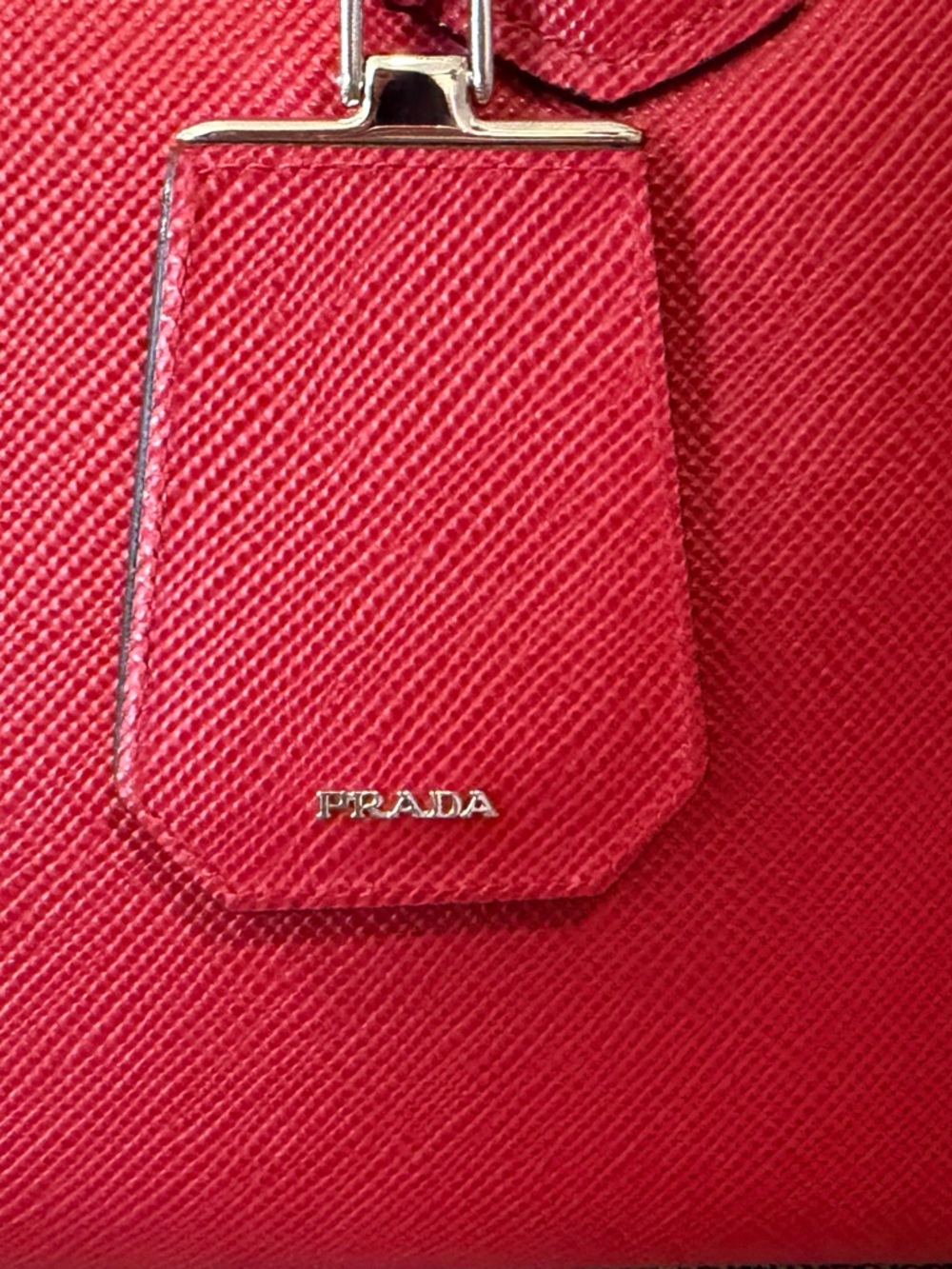 Prada Red Saffiano Leather Tote with Top Handles and Shoulder Strap - Picture 4 of 11